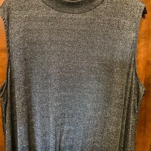 22w Simply Be silver metallic   mock turtleneck sleeveless trapeze top.